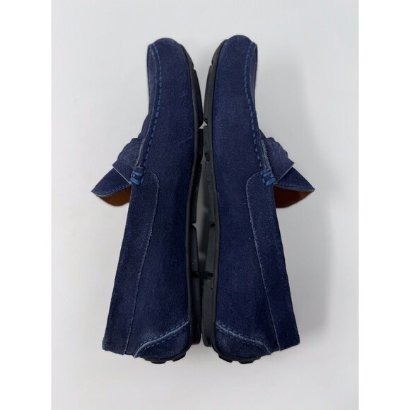 Aquatalia Men Shoes Blue Leather Penny Loafer Slip On Italian Suede Driving US 9
